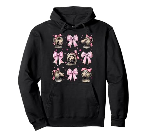 Baboon Affe Mädchen Kokette Schleife Rosa Pullover Hoodie von Womens Pink Coquette Bow Baboon Monkey Gifts
