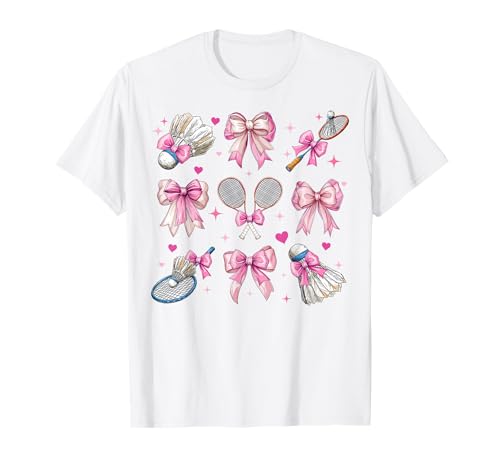 Badmintonschläger Federball Girl Coquette Bow Pink Mom T-Shirt von Womens Pink Coquette Bow Badminton Player Gifts