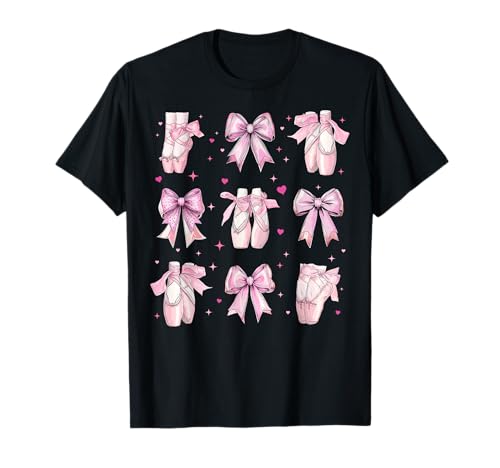Ballerina Ballett Tanz Ballettschuhe Mädchen Kokette Schleife Rosa T-Shirt von Womens Pink Coquette Bow Ballerina Ballet Gifts
