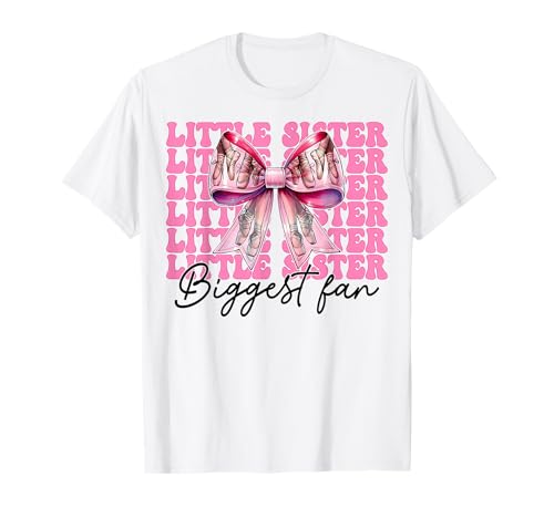 Ballerina Schwester Mädchen Ballett Tanz Little Sister Biggest Fan T-Shirt von Womens Pink Coquette Bow Ballerina Ballet Gifts