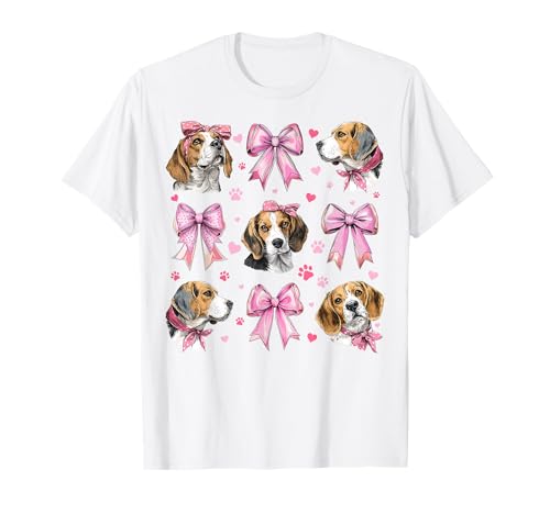 Beagle-Schleife für Mama und Mädchen, Kokette, Rosa T-Shirt von Womens Pink Coquette Bow Beagle Dog Gifts