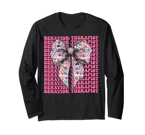 Verhaltenstherapeut ABA Therapeut ABA Therapeut Mädchen Kokette Langarmshirt von Womens Pink Coquette Bow Behavior Therapist Gifts