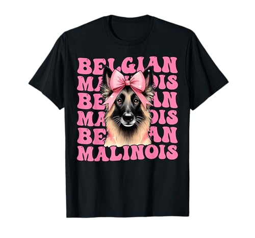 Coquette Bow Belgische Malinois Mädchen Hund Mama Muttertag Rosa T-Shirt von Womens Pink Coquette Bow Belgian Malinois Gifts
