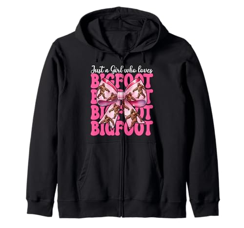 Just A Girl Who Loves Bigfoot Sasquatch Kokettschleife Kapuzenjacke von Womens Pink Coquette Bow Bigfoot Sasquatch Gifts