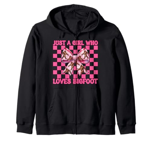 Just A Girl Who Loves Bigfoot Sasquatch Kokettschleife Kapuzenjacke Just A Girl Who Loves Bigfoot Sasquatch Kokettschleife Kapuzenjacke von Womens Pink Coquette Bow Bigfoot Sasquatch Gifts
