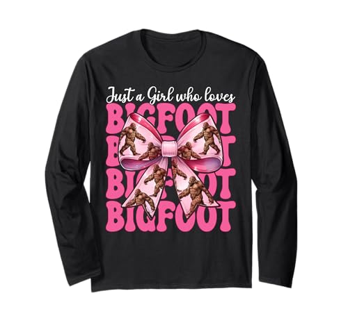 Just A Girl Who Loves Bigfoot Sasquatch Kokettschleife Langarmshirt Just A Girl Who Loves Bigfoot Sasquatch Kokettschleife Langarmshirt von Womens Pink Coquette Bow Bigfoot Sasquatch Gifts