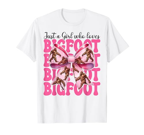 Just A Girl Who Loves Bigfoot Sasquatch Kokettschleife T-Shirt von Womens Pink Coquette Bow Bigfoot Sasquatch Gifts