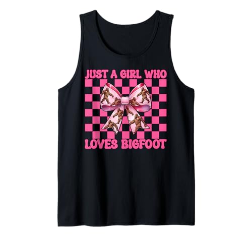 Just A Girl Who Loves Bigfoot Sasquatch Kokettschleife Tank Top von Womens Pink Coquette Bow Bigfoot Sasquatch Gifts