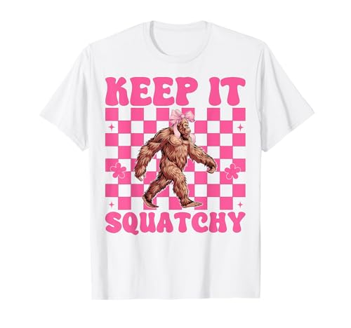 Lustige Bigfoot Sasquatch Girl Coquette Bow Keep It Squatchy T-Shirt Lustige Bigfoot Sasquatch Girl Coquette Bow Keep It Squatchy T-Shirt von Womens Pink Coquette Bow Bigfoot Sasquatch Gifts