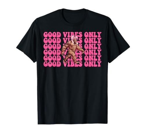 Lustiger Bigfoot Sasquatch Girl Coquette Bow Only Good Vibes T-Shirt Lustiger Bigfoot Sasquatch Girl Coquette Bow Only Good Vibes T-Shirt von Womens Pink Coquette Bow Bigfoot Sasquatch Gifts