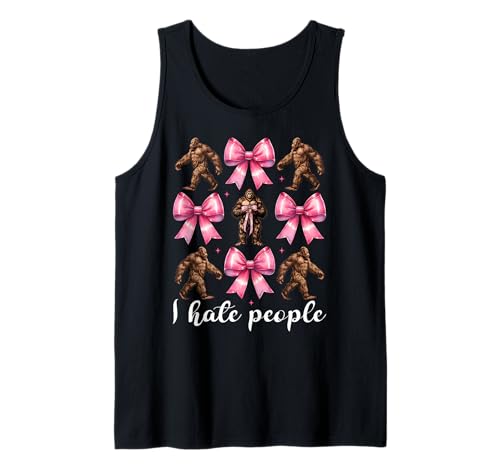 Lustiger Bigfoot Sasquatch Girl Mom Coquette Bow I Hate People Tank Top Lustiger Bigfoot Sasquatch Girl Mom Coquette Bow I Hate People Tank Top von Womens Pink Coquette Bow Bigfoot Sasquatch Gifts