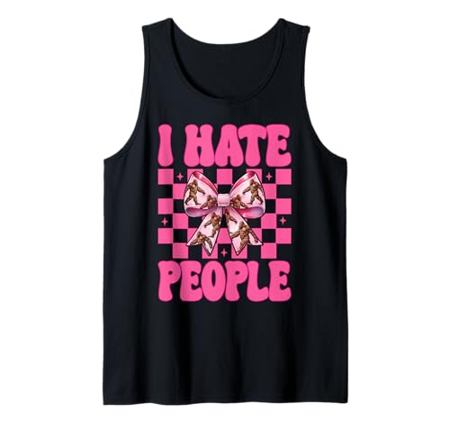 Lustiger Bigfoot Sasquatch Girl Mom Coquette Bow I Hate People Tank Top Lustiger Bigfoot Sasquatch Girl Mom Coquette Bow I Hate People Tank Top von Womens Pink Coquette Bow Bigfoot Sasquatch Gifts