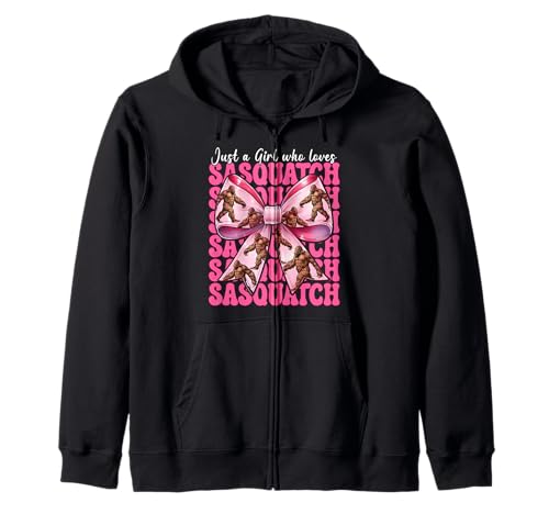 Nur EIN Mädchen, das Sasquatch Bigfoot Coquette Bow liebt Kapuzenjacke von Womens Pink Coquette Bow Bigfoot Sasquatch Gifts