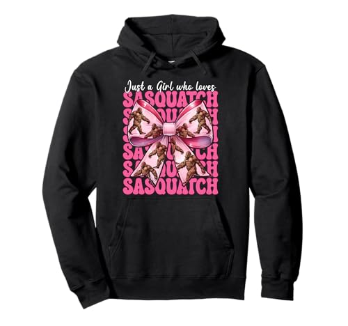Nur EIN Mädchen, das Sasquatch Bigfoot Coquette Bow liebt Pullover Hoodie von Womens Pink Coquette Bow Bigfoot Sasquatch Gifts