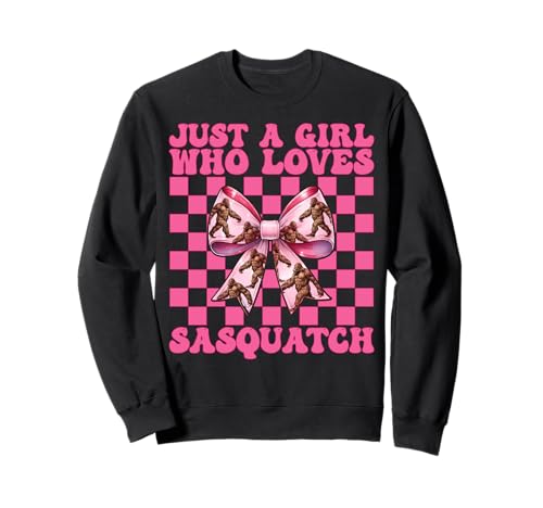 Nur EIN Mädchen, das Sasquatch Bigfoot Coquette Bow liebt Sweatshirt von Womens Pink Coquette Bow Bigfoot Sasquatch Gifts