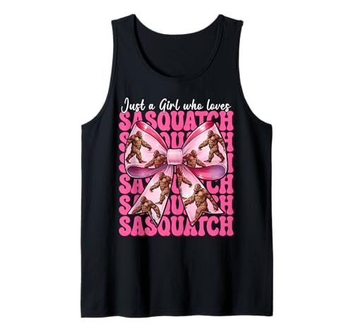 Nur EIN Mädchen, das Sasquatch Bigfoot Coquette Bow liebt Tank Top von Womens Pink Coquette Bow Bigfoot Sasquatch Gifts