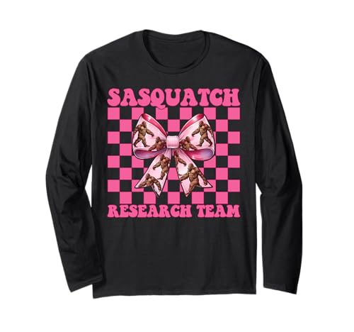 Sasquatch Research Team Bigfoot Girl Mama Coquette Bow Langarmshirt von Womens Pink Coquette Bow Bigfoot Sasquatch Gifts