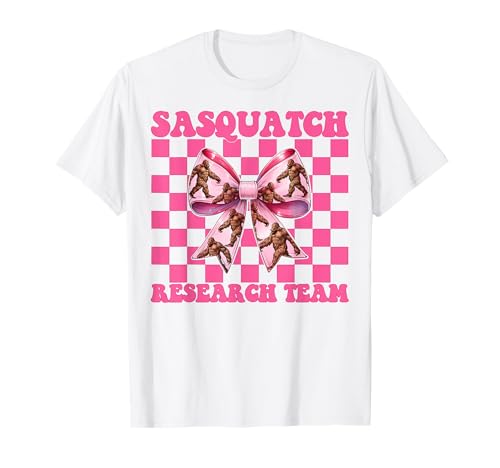 Sasquatch Research Team Bigfoot Girl Mama Coquette Bow T-Shirt von Womens Pink Coquette Bow Bigfoot Sasquatch Gifts