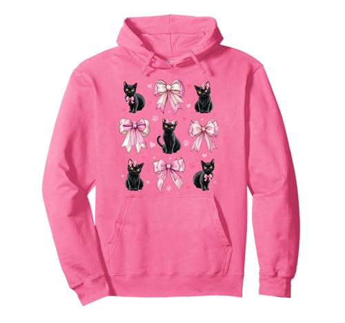 Schwarze Katze Haustier Mädchen Kokette Schleife Rosa Mama Pullover Hoodie von Womens Pink Coquette Bow Black Cat Pet Gifts