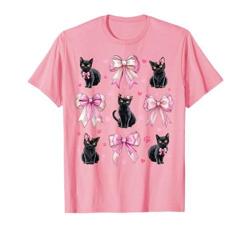 Schwarze Katze Haustier Mädchen Kokette Schleife Rosa Mama T-Shirt von Womens Pink Coquette Bow Black Cat Pet Gifts
