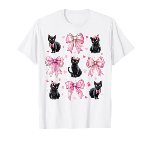 Schwarze Katze Haustier Mädchen Kokette Schleife Rosa Mama T-Shirt von Womens Pink Coquette Bow Black Cat Pet Gifts