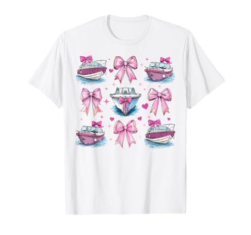 Bootsboot Captain Boater Girl Coquette Bow Rosa Mama T-Shirt Bootsboot Captain Boater Girl Coquette Bow Rosa Mama T-Shirt von Womens Pink Coquette Bow Boating Boat Gifts