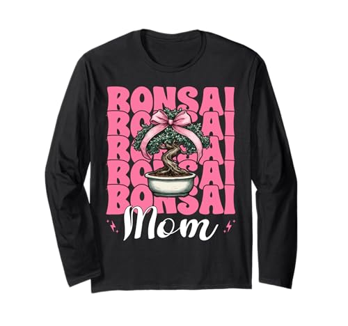 Bonsai Mom Mama Tree Japanischer Zen Muttertag Kokette Schleife Langarmshirt von Womens Pink Coquette Bow Bonsai Tree Zen Gifts
