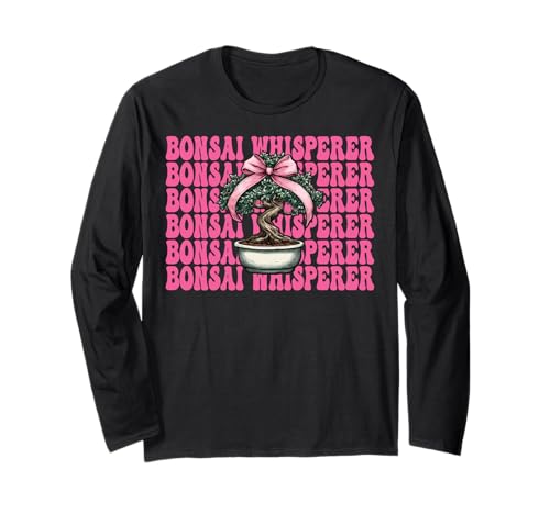 Bonsai Whisperer Tree Japanisches Zen Girl Mom Kokette Bogen Langarmshirt von Womens Pink Coquette Bow Bonsai Tree Zen Gifts