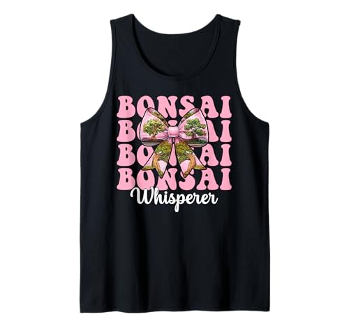 Bonsai Whisperer Tree Japanisches Zen Girl Mom Kokette Bogen Tank Top von Womens Pink Coquette Bow Bonsai Tree Zen Gifts