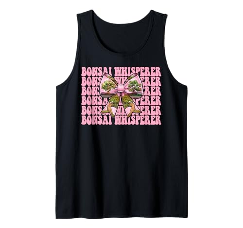 Bonsai Whisperer Tree Japanisches Zen Girl Mom Kokette Bogen Tank Top von Womens Pink Coquette Bow Bonsai Tree Zen Gifts