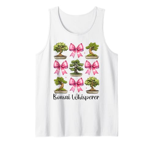 Bonsai Whisperer Tree Japanisches Zen Girl Mom Kokette Bogen Tank Top von Womens Pink Coquette Bow Bonsai Tree Zen Gifts