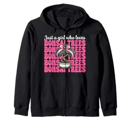 Just a Girl Who Loves Bonsai Trees Japanische Zen Kokette Schleife Kapuzenjacke von Womens Pink Coquette Bow Bonsai Tree Zen Gifts