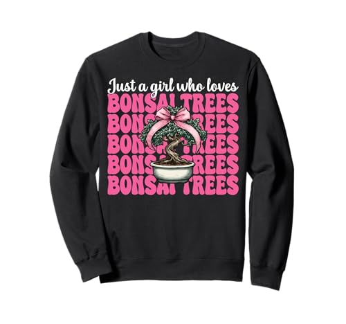 Just a Girl Who Loves Bonsai Trees Japanische Zen Kokette Schleife Sweatshirt von Womens Pink Coquette Bow Bonsai Tree Zen Gifts