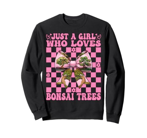 Just a Girl Who Loves Bonsai Trees Japanische Zen Kokette Schleife Sweatshirt von Womens Pink Coquette Bow Bonsai Tree Zen Gifts