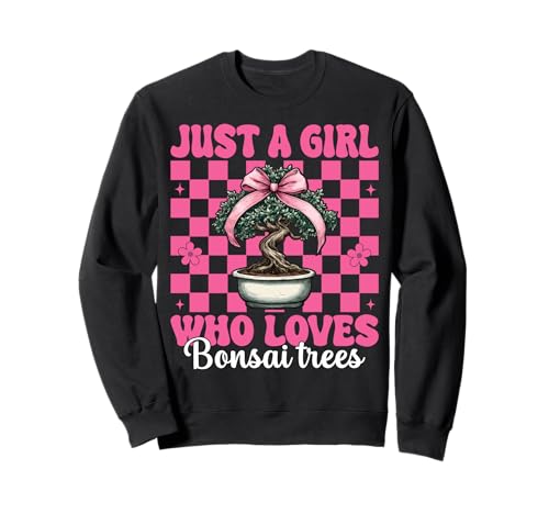 Just a Girl Who Loves Bonsai Trees Japanische Zen Kokette Schleife Sweatshirt von Womens Pink Coquette Bow Bonsai Tree Zen Gifts
