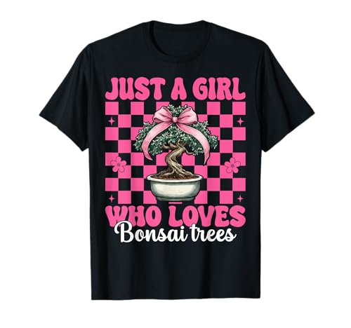 Just a Girl Who Loves Bonsai Trees Japanische Zen Kokette Schleife T-Shirt von Womens Pink Coquette Bow Bonsai Tree Zen Gifts