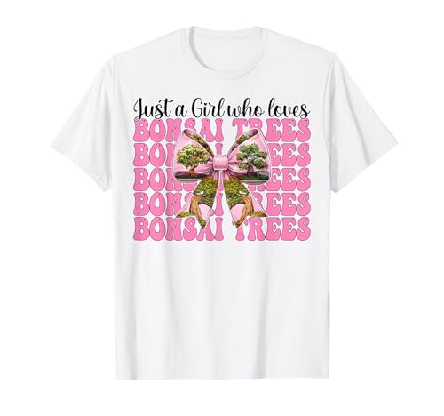 Just a Girl Who Loves Bonsai Trees Japanische Zen Kokette Schleife T-Shirt von Womens Pink Coquette Bow Bonsai Tree Zen Gifts