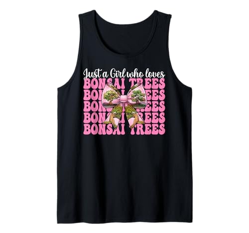 Just a Girl Who Loves Bonsai Trees Japanische Zen Kokette Schleife Tank Top von Womens Pink Coquette Bow Bonsai Tree Zen Gifts