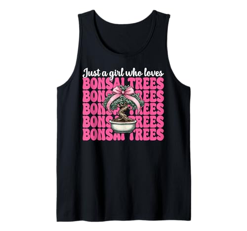 Just a Girl Who Loves Bonsai Trees Japanische Zen Kokette Schleife Tank Top von Womens Pink Coquette Bow Bonsai Tree Zen Gifts