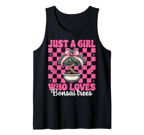 Just a Girl Who Loves Bonsai Trees Japanische Zen Kokette Schleife Tank Top von Womens Pink Coquette Bow Bonsai Tree Zen Gifts