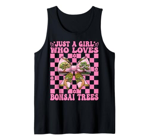 Just a Girl Who Loves Bonsai Trees Japanische Zen Kokette Schleife Tank Top von Womens Pink Coquette Bow Bonsai Tree Zen Gifts