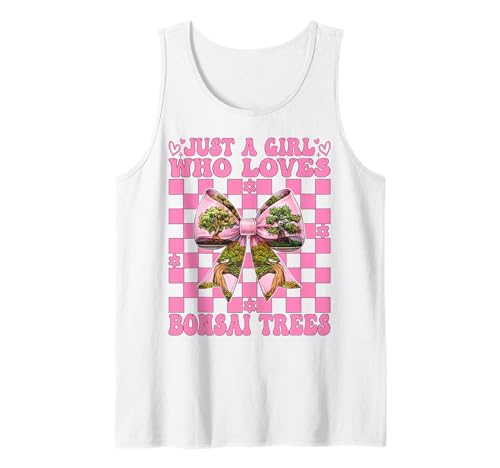 Just a Girl Who Loves Bonsai Trees Japanische Zen Kokette Schleife Tank Top von Womens Pink Coquette Bow Bonsai Tree Zen Gifts
