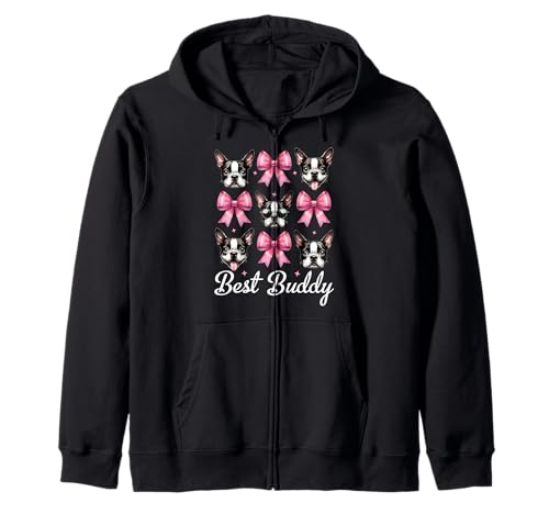 Best Buddy Boston Terrier, Bostie, Hund, Mädchen, Mama, Kokettenbogen Kapuzenjacke Best Buddy Boston Terrier, Bostie, Hund, Mädchen, Mama, Kokettenbogen Kapuzenjacke von Womens Pink Coquette Bow Boston Terrier Dog Gifts