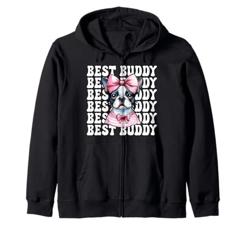 Best Buddy Boston Terrier, Bostie, Hund, Mädchen, Mama, Kokettenbogen Kapuzenjacke Best Buddy Boston Terrier, Bostie, Hund, Mädchen, Mama, Kokettenbogen Kapuzenjacke von Womens Pink Coquette Bow Boston Terrier Dog Gifts