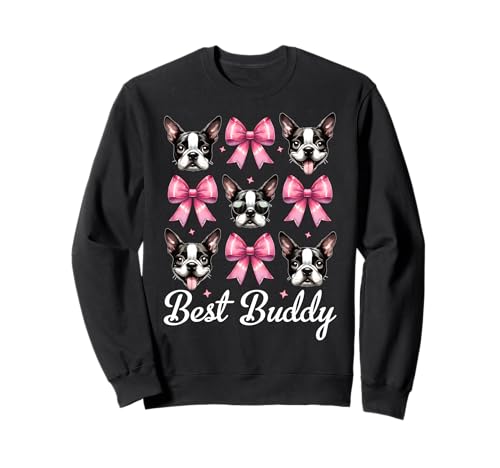 Best Buddy Boston Terrier, Bostie, Hund, Mädchen, Mama, Kokettenbogen Sweatshirt Best Buddy Boston Terrier, Bostie, Hund, Mädchen, Mama, Kokettenbogen Sweatshirt von Womens Pink Coquette Bow Boston Terrier Dog Gifts