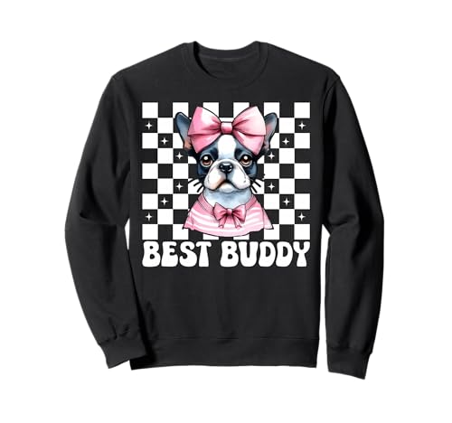 Best Buddy Boston Terrier, Bostie, Hund, Mädchen, Mama, Kokettenbogen Sweatshirt Best Buddy Boston Terrier, Bostie, Hund, Mädchen, Mama, Kokettenbogen Sweatshirt von Womens Pink Coquette Bow Boston Terrier Dog Gifts