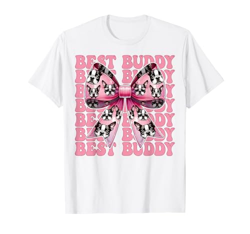 Best Buddy Boston Terrier, Bostie, Hund, Mädchen, Mama, Kokettenbogen T-Shirt von Womens Pink Coquette Bow Boston Terrier Dog Gifts