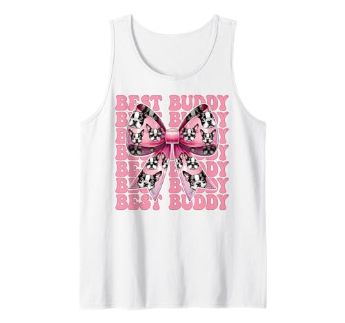 Best Buddy Boston Terrier, Bostie, Hund, Mädchen, Mama, Kokettenbogen Tank Top von Womens Pink Coquette Bow Boston Terrier Dog Gifts