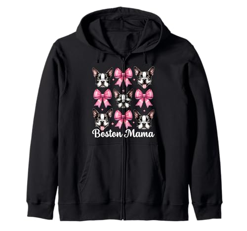 Boston Mama Boston Terrier Mama Bostie Hund Muttertag Kapuzenjacke Boston Mama Boston Terrier Mama Bostie Hund Muttertag Kapuzenjacke von Womens Pink Coquette Bow Boston Terrier Dog Gifts
