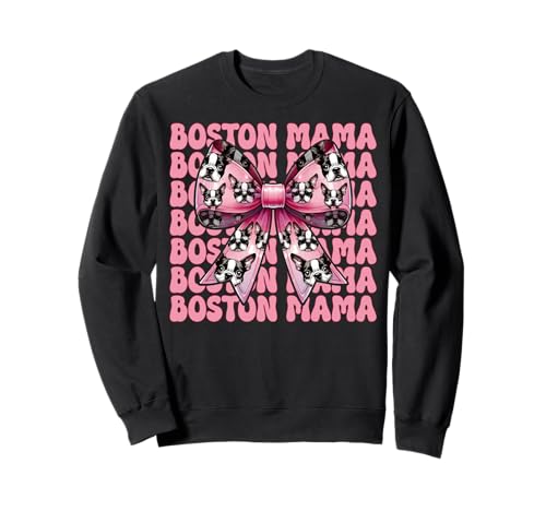 Boston Mama Boston Terrier Mama Bostie Hund Muttertag Sweatshirt Boston Mama Boston Terrier Mama Bostie Hund Muttertag Sweatshirt von Womens Pink Coquette Bow Boston Terrier Dog Gifts